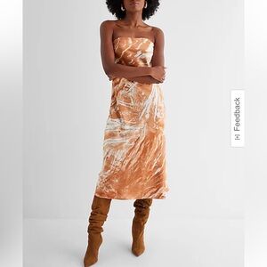 Express Satin Strapless Midi Slip Dress